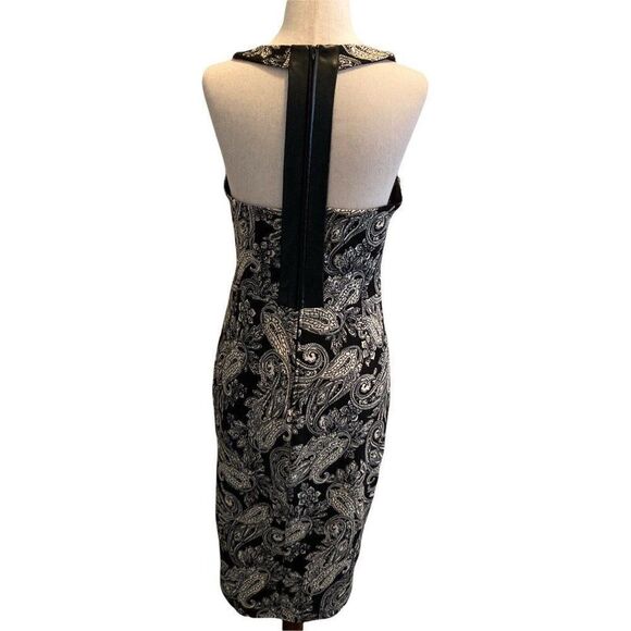 Bisou Bisou Michele Bohbot Size 6 Halter Dress Black White Paisley Knee Length - Picture 4 of 10